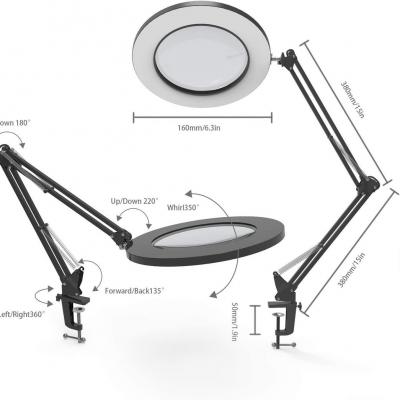 LED Task Crafting Light with Magnifier -